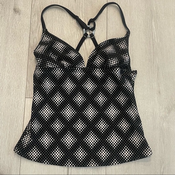 SPEEDO Black and White Triangle Swim Top Tankini Size S - Picture 2 of 10